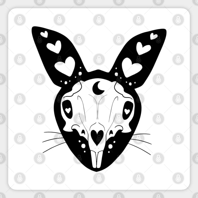 Skull bunny Magnet by Jurassic Ink